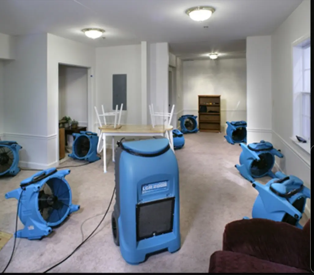 Air movers and dehumidifier setup for Water Extraction & Removal in Mount Laurel